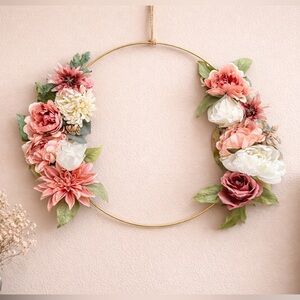 Handmade Pink Cream Gold Floral Wreath | 19 IN (2 of 3)